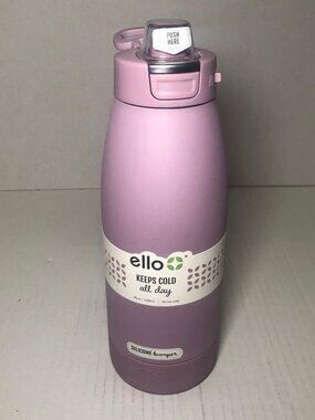 Ello Colby 40 oz Stainless Steel Water Bottle with Straw & Carry Handle Purple